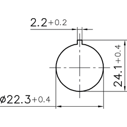 Not-Halt-Taster 2Ö, Einbau-Ø 22,3mm, M12-Stecker 5-polig , Technische Zeichnung