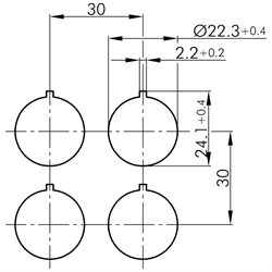 Einbaubuchse USB 2.0, Buchse A / Buchse A , Technische Zeichnung