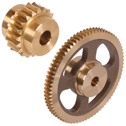 Schneckenräder aus Bronze, zweigängig rechts, Modul 0,5, Produktphoto