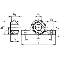Stehlager igus igubal KSTM-30   Bohrung 30mm, Technische Zeichnung
