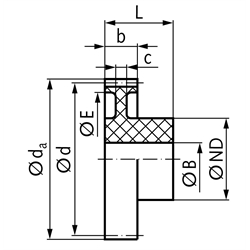 Stirnzahnräder aus Polyacetal Modul 0,5, Technische Zeichnung